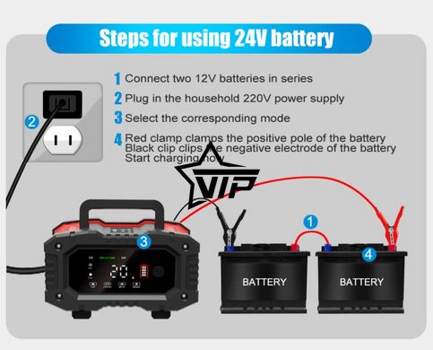 Зарядний пристрій Foxsur FPT-200 (12V 20A / 24V 10A) для легкових та вантажних авто