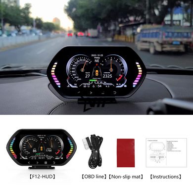 Бортовой компьютер HUD F12 (OBD2 диагностика, GPS)