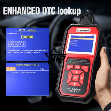 Konnwei KW-870 Професійний автосканер OBD2, CAN з тестером АКБ (6В - 12В)