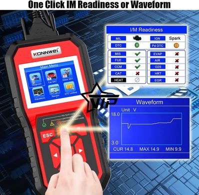 Konnwei KW-870 Професійний автосканер OBD2, CAN з тестером АКБ (6В - 12В)