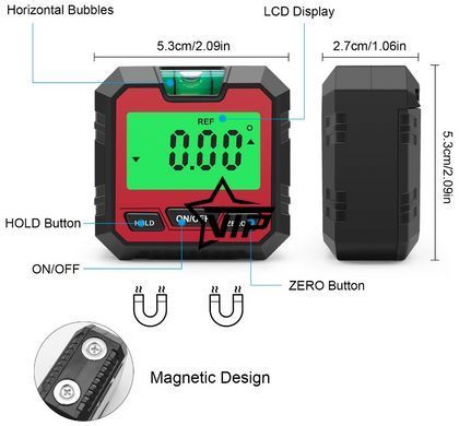 Угломер "Level Meter R" электронный магнитный, инклинометр, цифровой уровень (IP65, точность &plusmn;0,2&deg;)