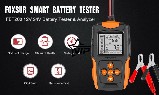 Професійний тестер АКБ "Foxsur FBT200" для авто, вантажівок та мото (8V-30V)