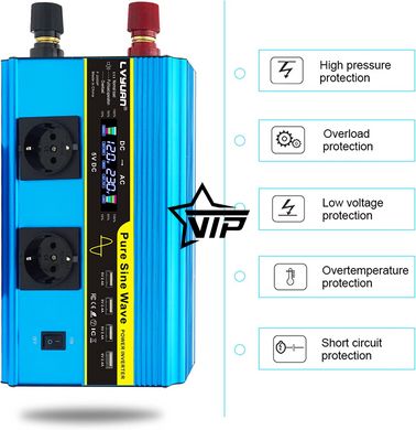 Инвертор 12V-220 "LVYUAN 3200W", преобразователь напряжения 12V-220V (Чистая Синусоида, 3200Вт)