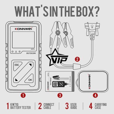 Професійний ТЕСТЕР АКБ "Konnwei KW-710" для авто, вантажівок та мото (6в -12в-24в)