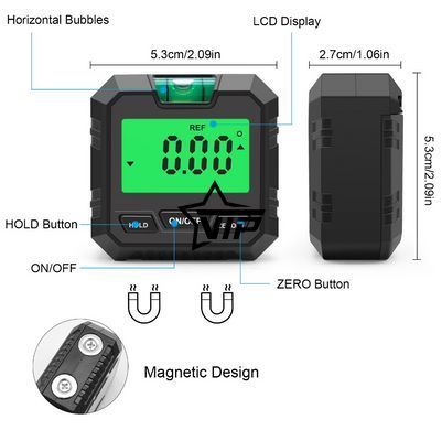 Кутомір "Level Meter B" електронний магнітний, інклінометр, цифровий рівень (IP65, точність &plusmn;0,2&deg;)