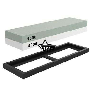 Абразивный точильный камень 1000#/4000# двухсторонний (водный) "КОРУНД" (180х60х30мм)
