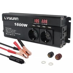 Інвертор 12V-220 "LVYUAN 1600W", перетворювач напруги 12V-220V (4USB, 3 євро-розетки, 1600Вт)