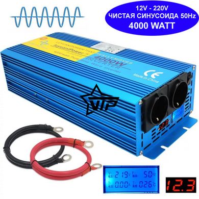 Інвертор 12V-220 "LVYUAN 4000W", перетворювач напруги 12V-220V (Чиста Сінусоїда, 4000Вт)