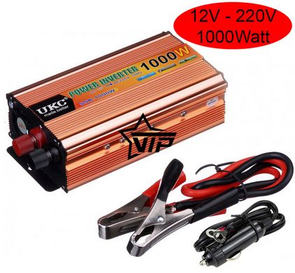 Инвертор 12V-220 "UKC 1000W", преобразователь напряжения 12V-220V (1USB, 1 розетка, мощность 1000Вт)