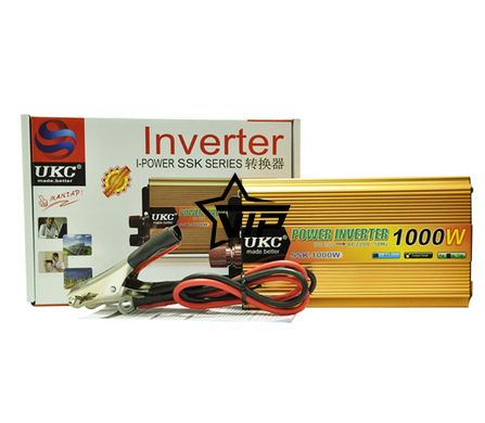 Инвертор 12V-220 "UKC 1000W", преобразователь напряжения 12V-220V (1USB, 1 розетка, мощность 1000Вт)