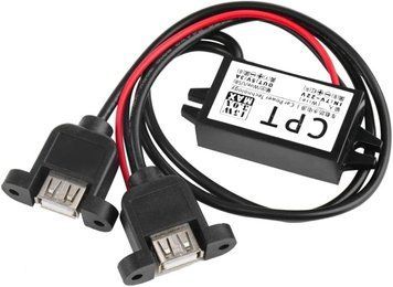 Перетворювач напруги "CPT 2B" 12В - 5В на 2 USB струм 3А (з кріпленням)