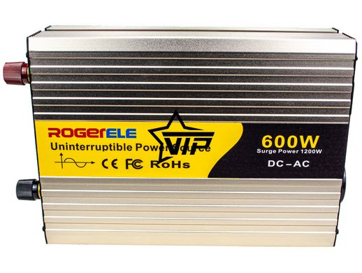 Інвертор 12V-220 "ROGER 1200W" із зарядним пристроєм (функція UPS, Чиста синусоїда, 1200Вт)