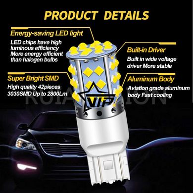 Лампа Заднього ходу 7440-35LED WHT 30W (Дуже яскрава, CAN-BUS, цоколь T20 7440 W21W, 12V-24V)