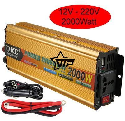 Инвертор 12V-220 "UKC 2000W", преобразователь напряжения 12V-220V (1USB, 1 розетка, мощность 2000Вт)