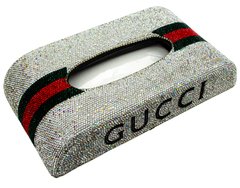 Салфетница GUCCI SILVER для автомобиля, офиса (дома) со стразами