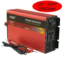 Инвертор 12V-220 "UKC 2500W", преобразователь напряжения 12V-220V (1 розетка, мощность 2500Вт)