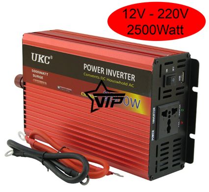 Інвертор 12V-220 "UKC 2500W", перетворювач напруги 12V-220V (1 розетка, потужність 2500Вт)