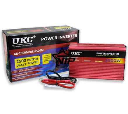 Інвертор 12V-220 "UKC 2500W", перетворювач напруги 12V-220V (1 розетка, потужність 2500Вт)