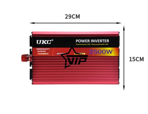 Інвертор 12V-220 "UKC 2500W", перетворювач напруги 12V-220V (1 розетка, потужність 2500Вт)