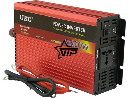 Інвертор 12V-220 "UKC 2500W", перетворювач напруги 12V-220V (1 розетка, потужність 2500Вт)