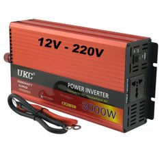 Инвертор 12V-220 "UKC 3000W", преобразователь напряжения 12V-220V (1 розетка, мощность 3000Вт)