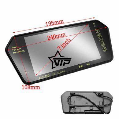 Зеркало монитор заднего вида Full HD 7" MP5 Bluetooth USB (монитор 7дюймов в зеркале)
