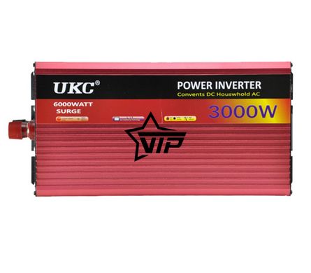 Інвертор 12V-220 "UKC 3000W", перетворювач напруги 12V-220V (1 розетка, потужність 3000Вт)