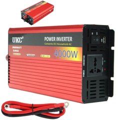 Инвертор 12V-220 "UKC 4000W", преобразователь напряжения 12V-220V (1 розетка, мощность 4000Вт)