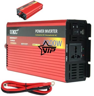 Інвертор 12V-220 "UKC 4000W", перетворювач напруги 12V-220V (1 розетка, потужність 4000Вт)