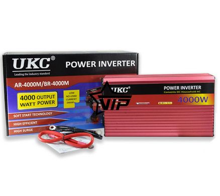 Инвертор 12V-220 "UKC 4000W", преобразователь напряжения 12V-220V (1 розетка, мощность 4000Вт)